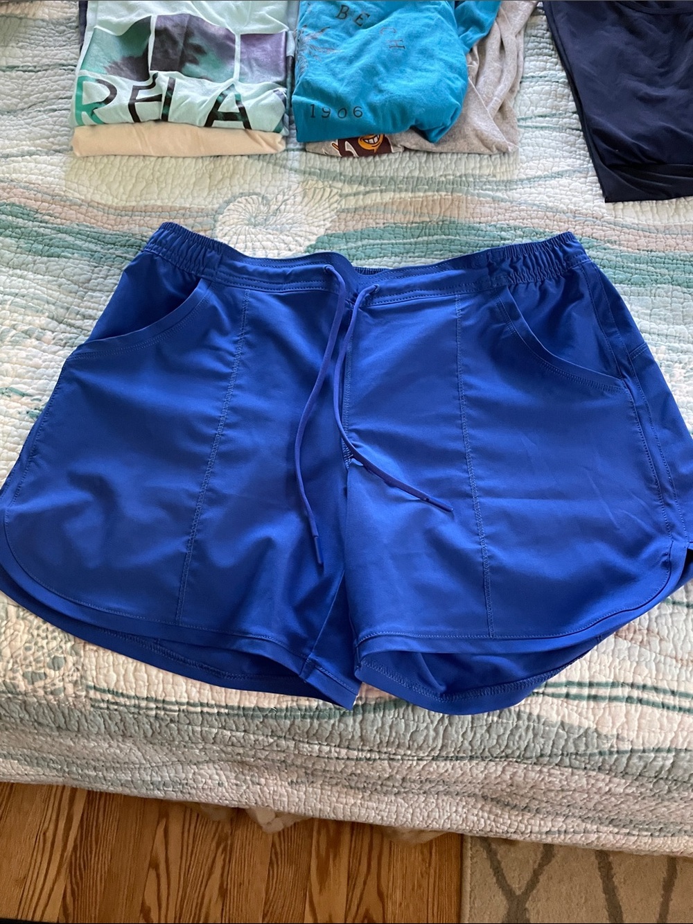Lands' End Women's Athletic Drawstring Shorts - Royal Blue